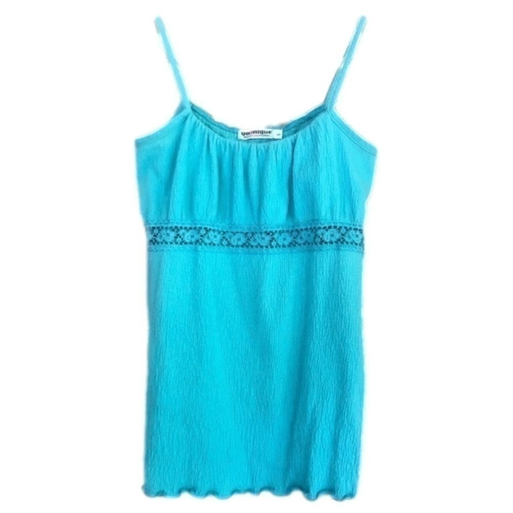 Vintage Younique lace trim lettuce hem cami size small